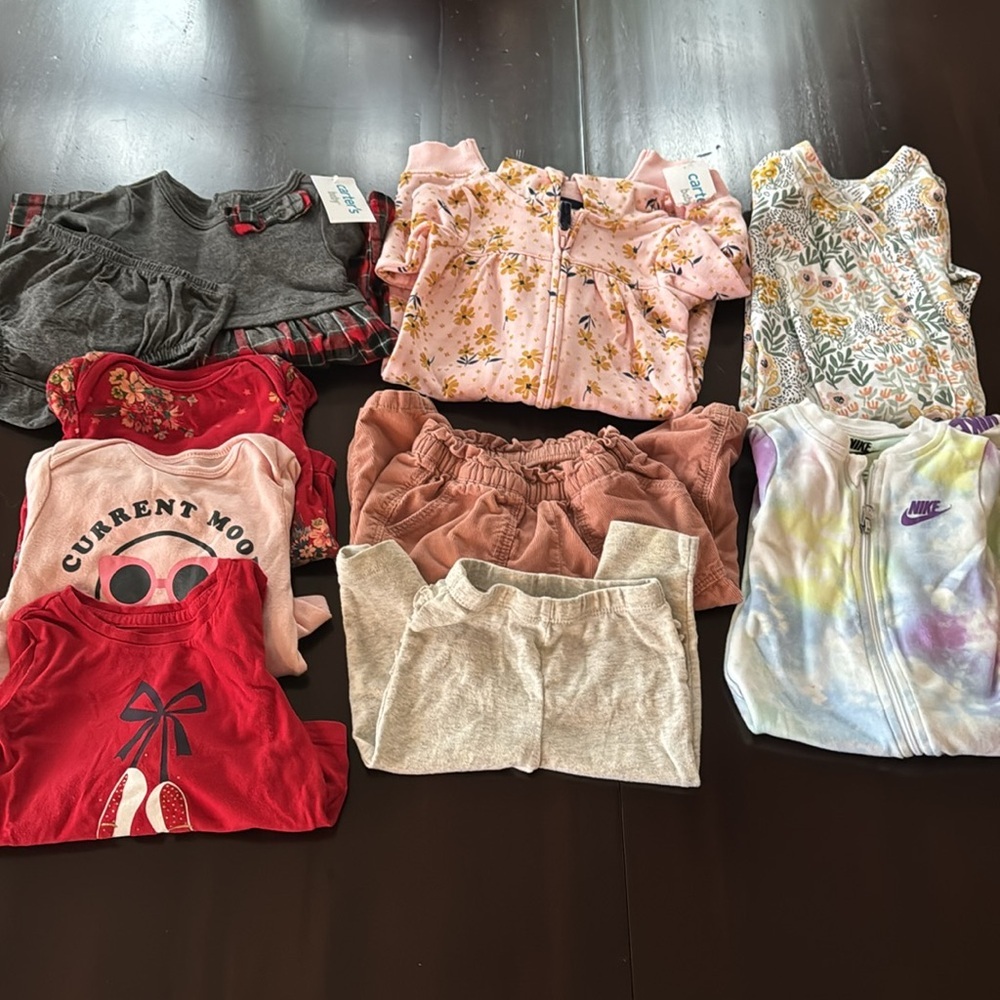Bundle - 10 Piece Baby Girl Dress, Footies, Onesies, Pants & More  | Size 6-12 M